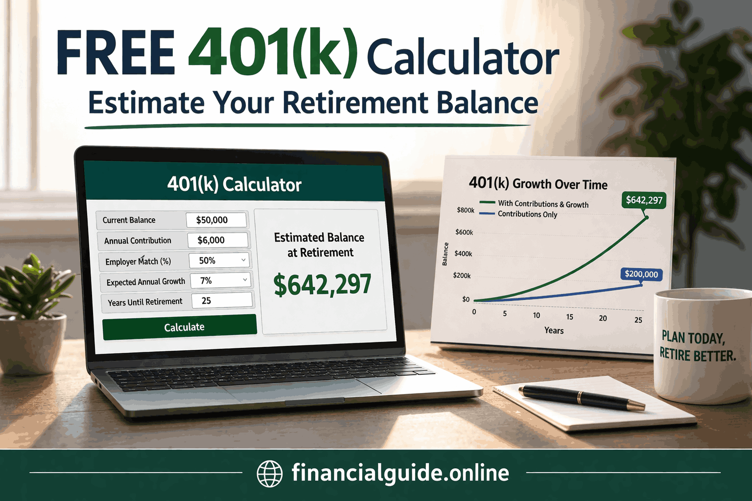 Free 401k Calculator | Estimate Your Retirement Balance